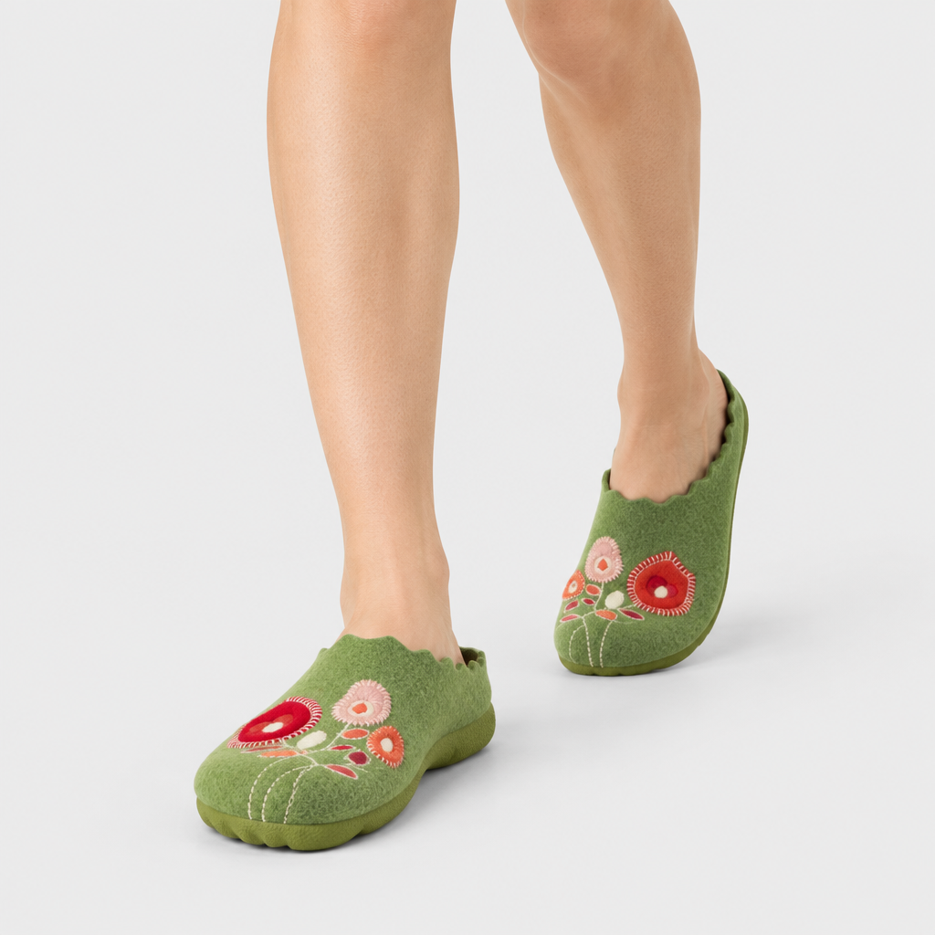 Flexus Wildflower Green Slipper - on-foot view