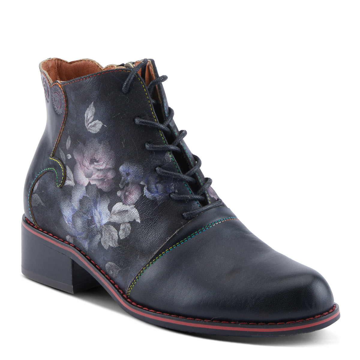 L'Artiste L'ARTISTE XENIA BOOTIE boot in black multi with handcrafted leather design
