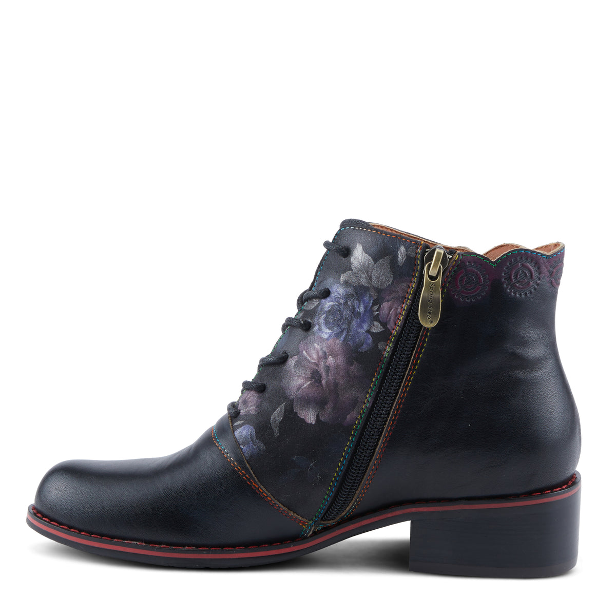 L'Artiste L'ARTISTE XENIA BOOTIE boot in black multi with handcrafted leather design
