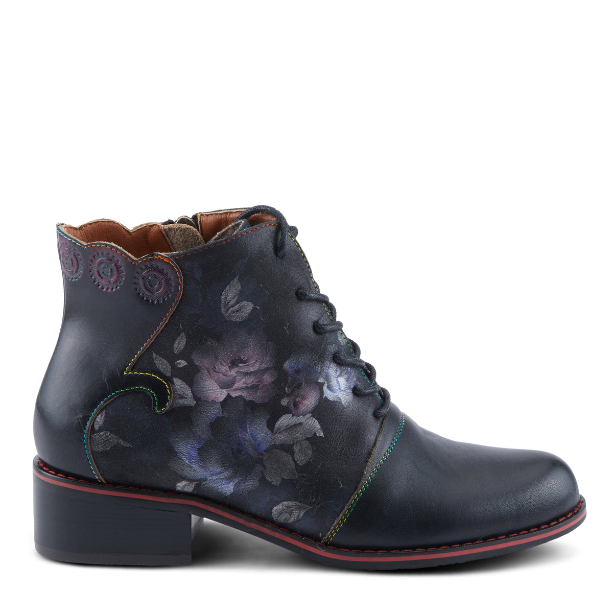 L'Artiste L'ARTISTE XENIA BOOTIE boot in black multi with handcrafted leather design