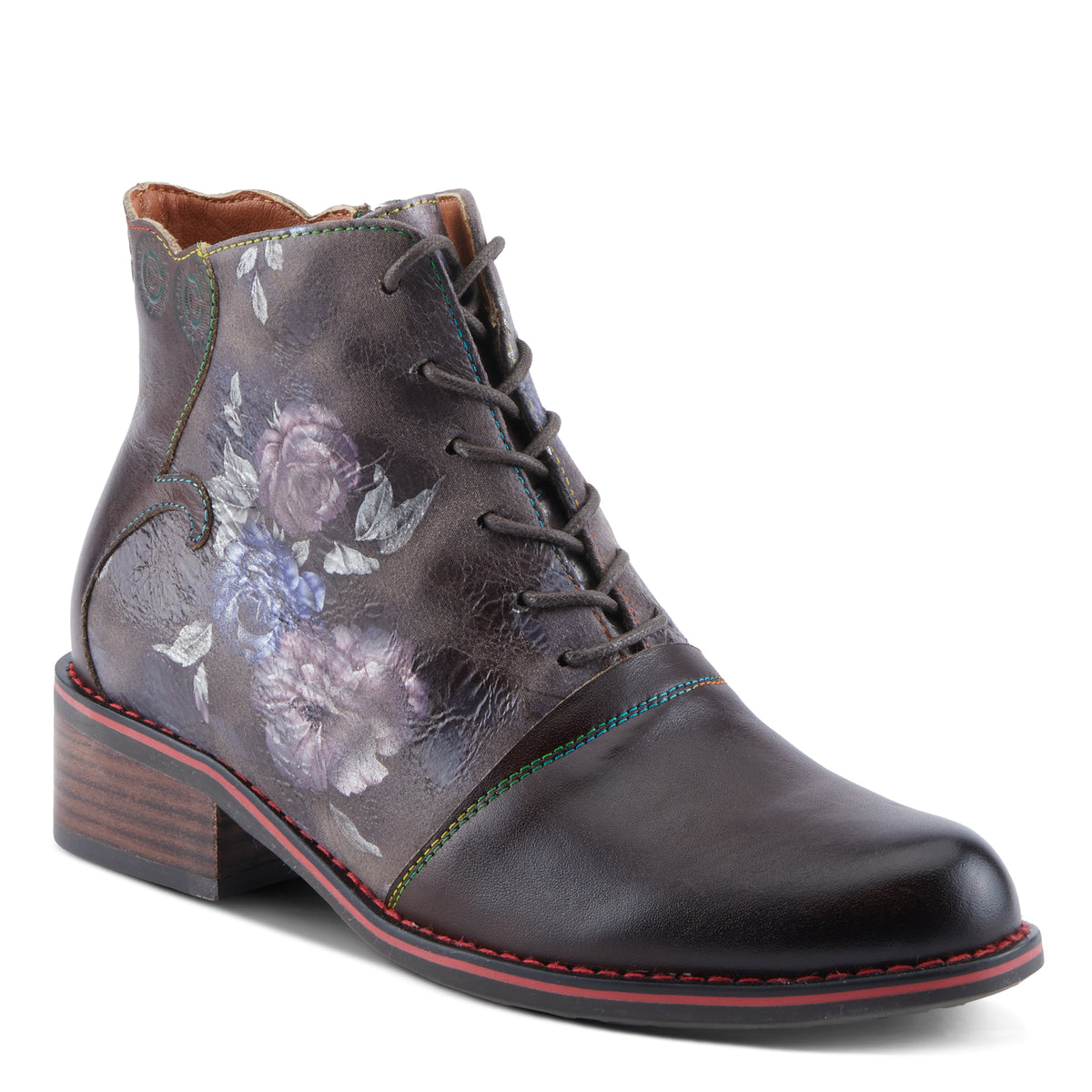 L'Artiste L'ARTISTE XENIA BOOTIE boot in black multi with handcrafted leather design