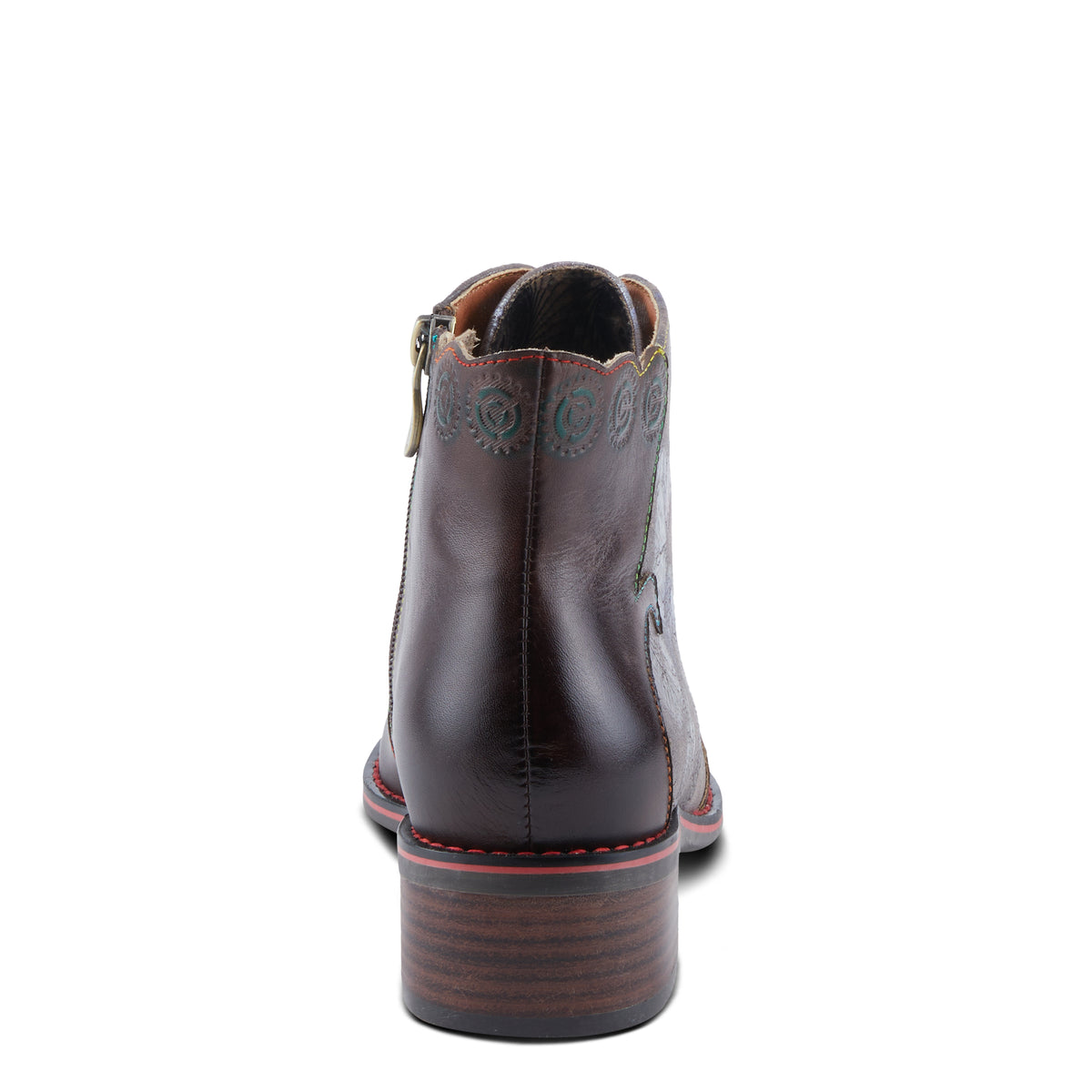 L'Artiste L'ARTISTE XENIA BOOTIE boot in chocolate multi with handcrafted leather design