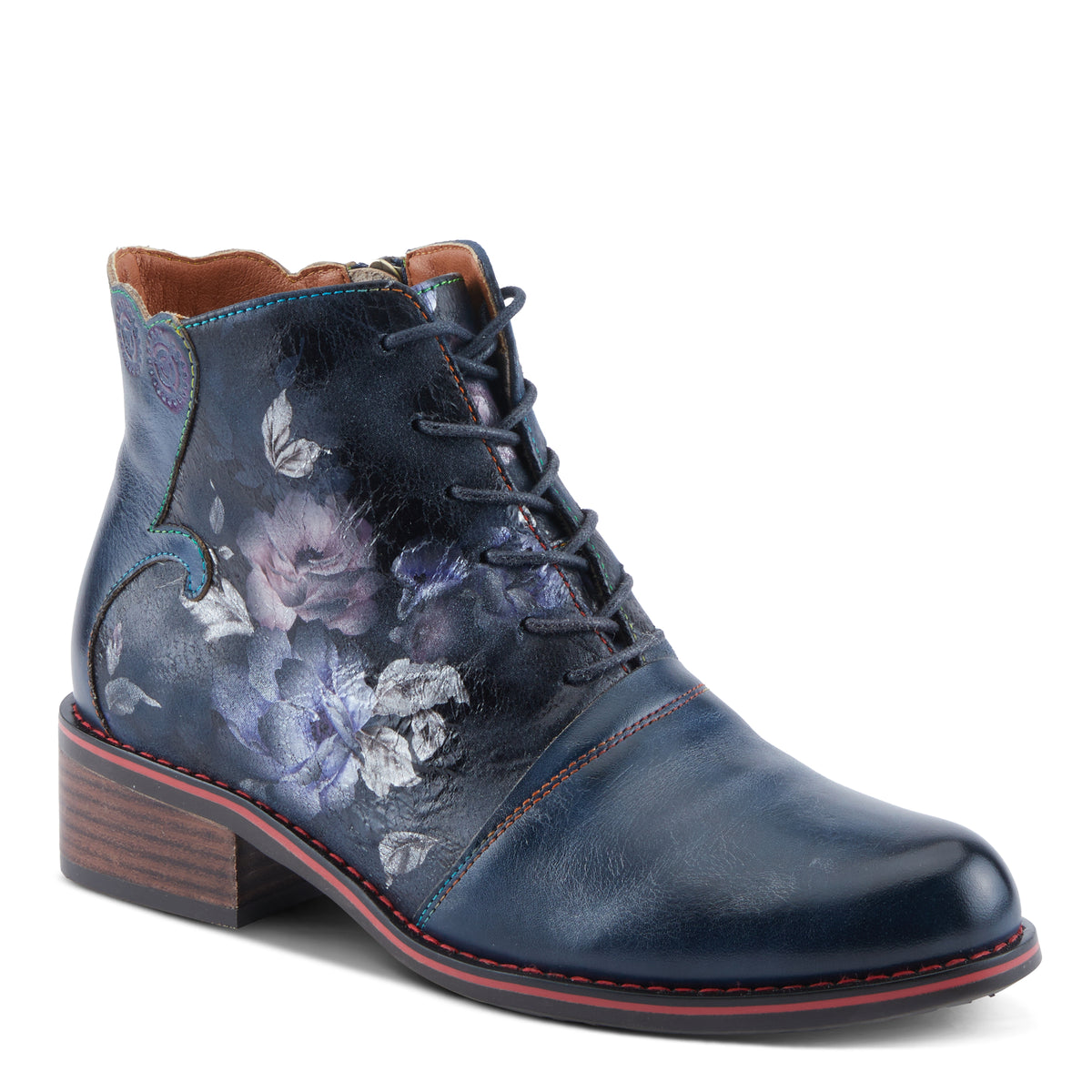 L'Artiste L'ARTISTE XENIA BOOTIE boot in chocolate multi with handcrafted leather design