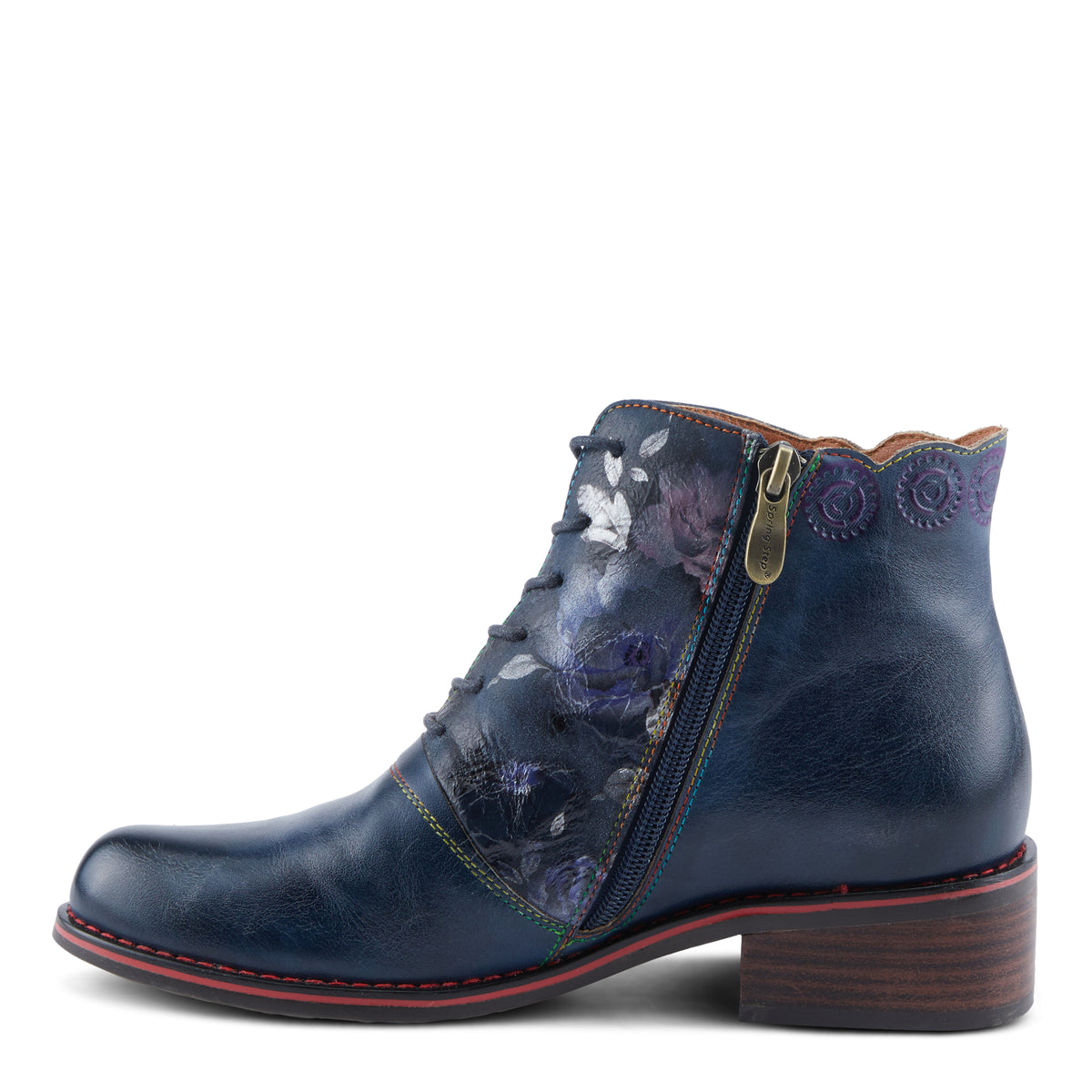 L'Artiste L'ARTISTE XENIA BOOTIE boot in chocolate multi with handcrafted leather design