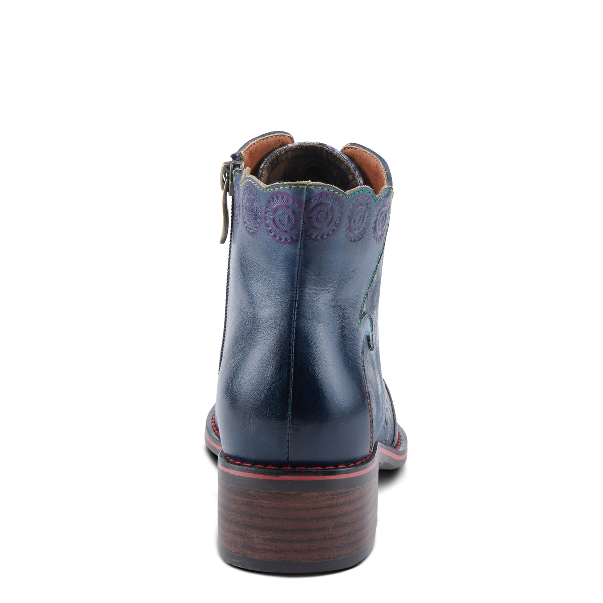 L'Artiste L'ARTISTE XENIA BOOTIE boot in navy multi with handcrafted leather design