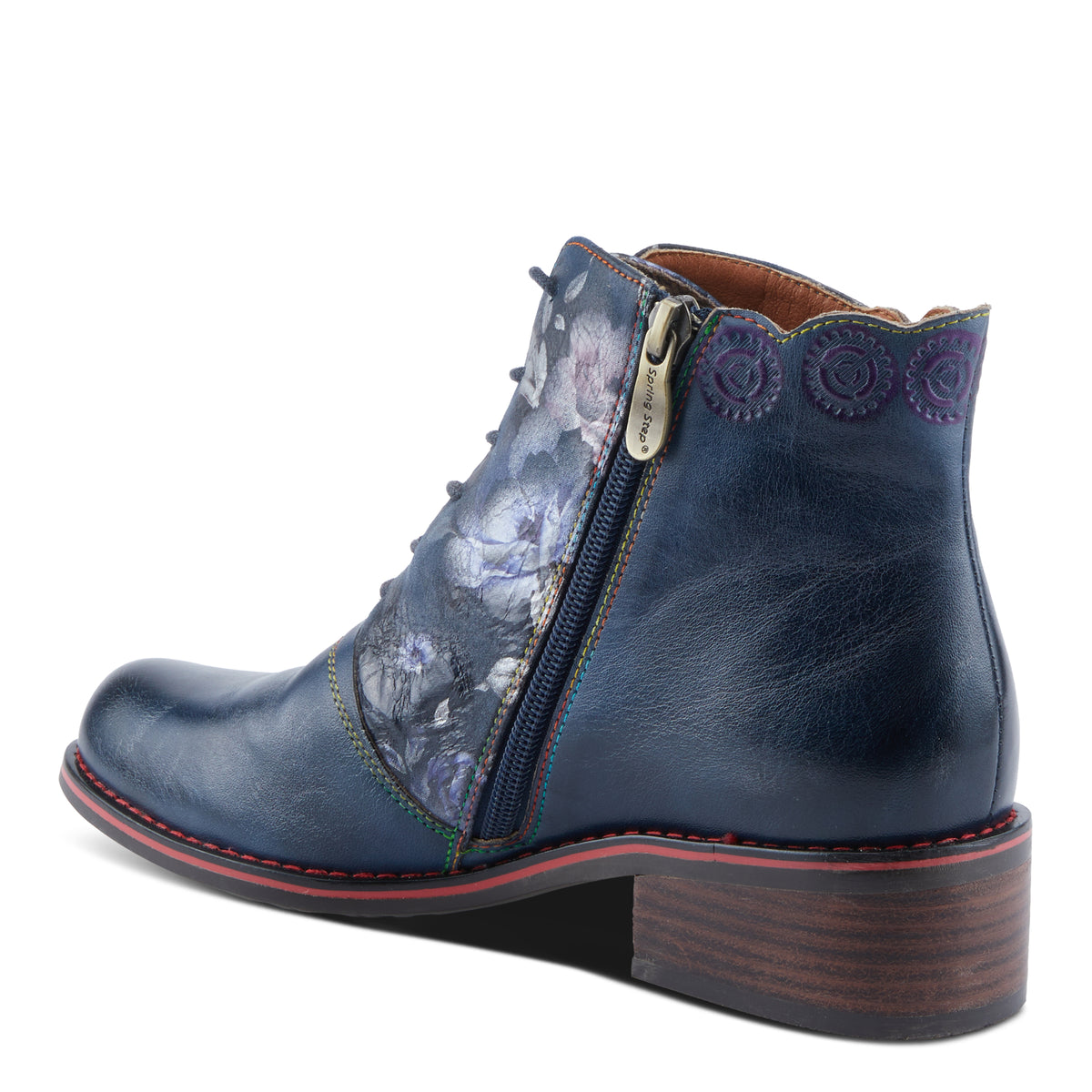 L'Artiste L'ARTISTE XENIA BOOTIE boot in navy multi with handcrafted leather design