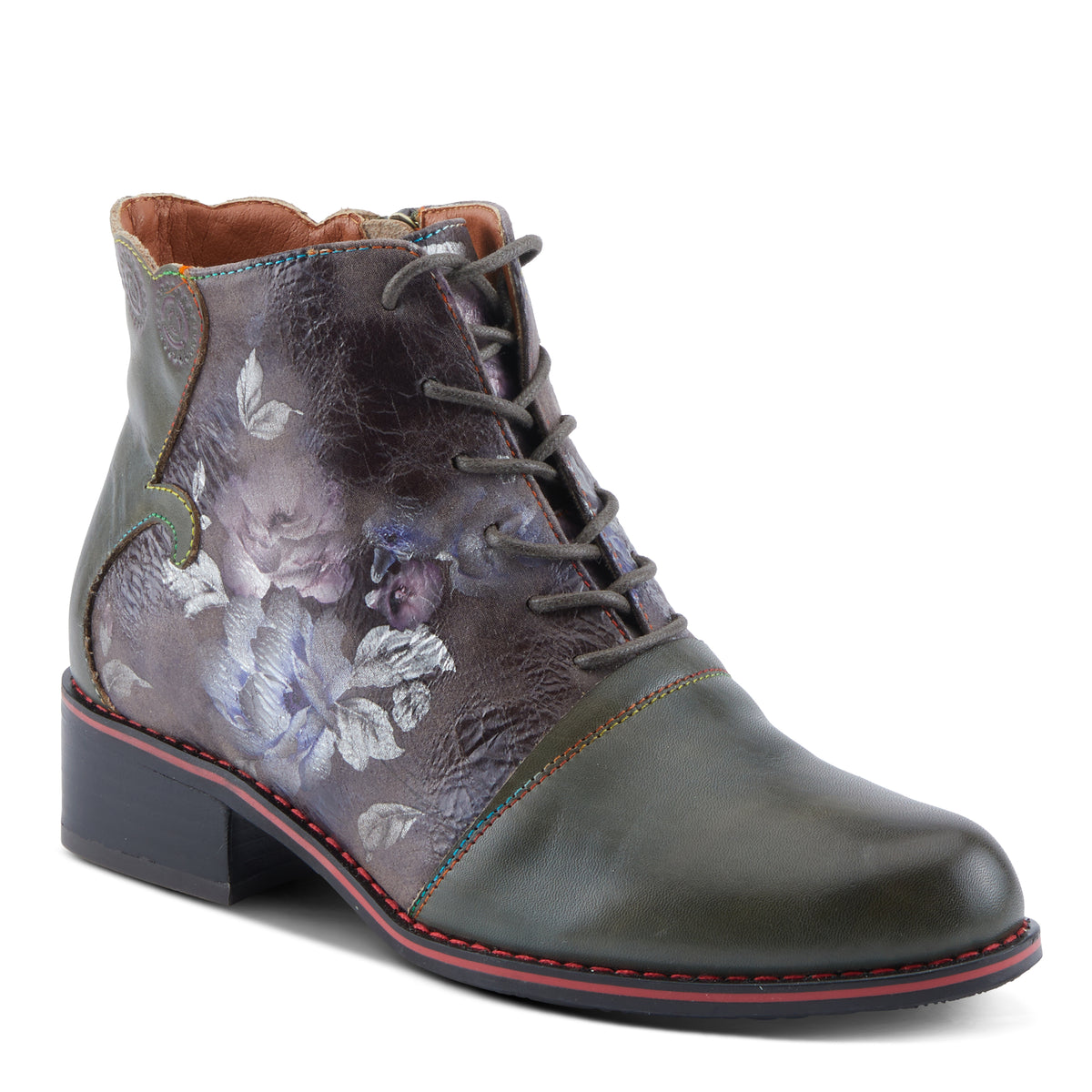 L'Artiste L'ARTISTE XENIA BOOTIE boot in navy multi with handcrafted leather design