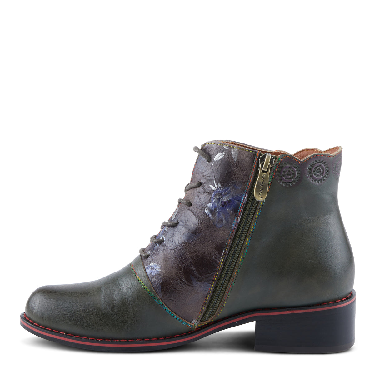 L'Artiste L'ARTISTE XENIA BOOTIE boot in navy multi with handcrafted leather design