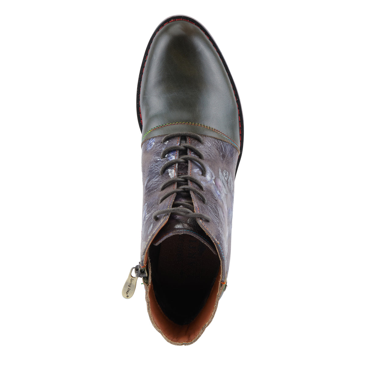 L'Artiste L'ARTISTE XENIA BOOTIE boot in navy multi with handcrafted leather design