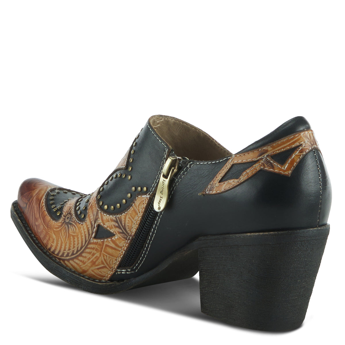 L'Artiste L'ARTISTE ZAPPA WESTERN SHOOTIE shoe in black multi with handcrafted leather design