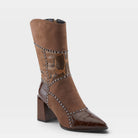 Azura Zayrina women's boot in brown with leather upper and zipper detail
