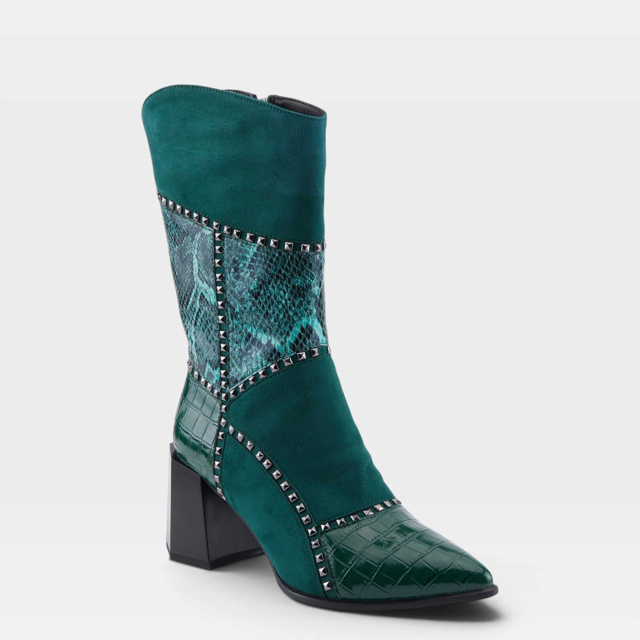 Azura Zayrina women's boot in green with leather upper and zipper detail