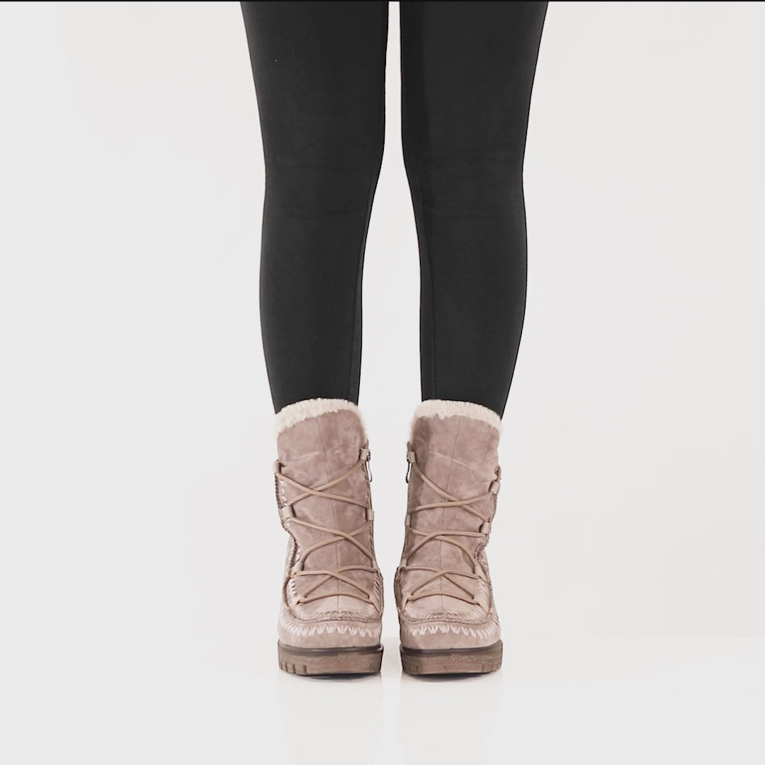 Azura Stich Mid Calf Boots Lace up Booties Spring Step Shoes