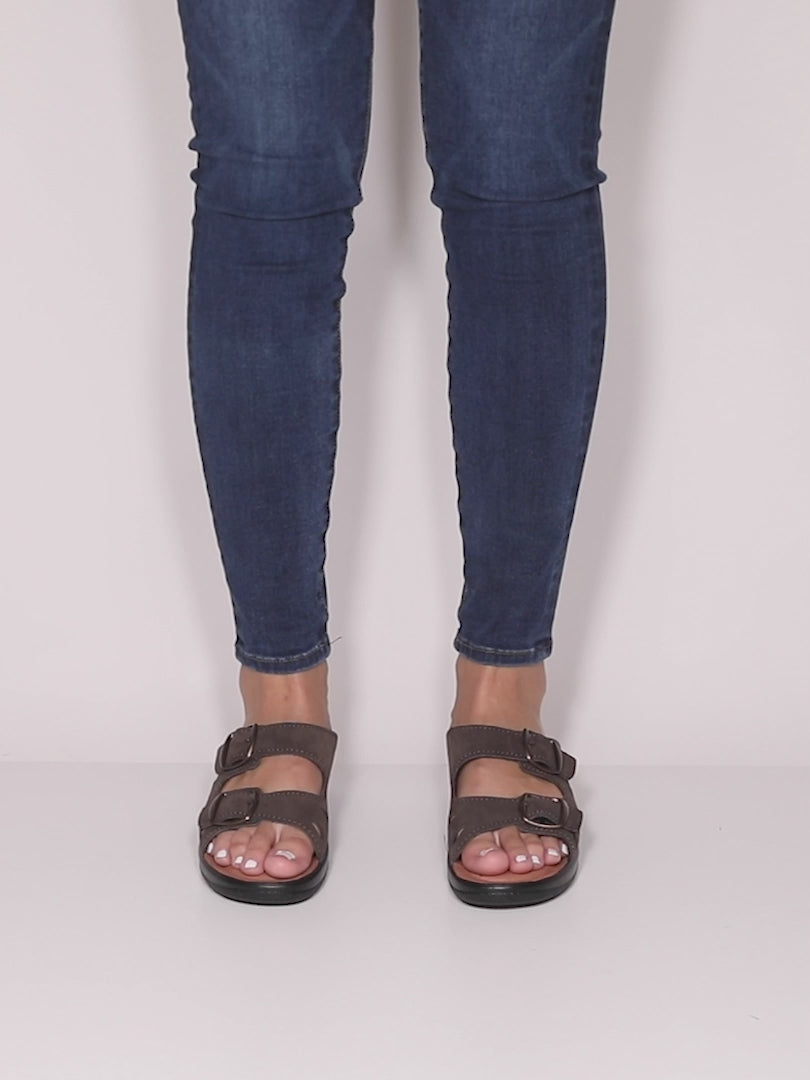 Flexus FLEXUS DECCA SLIDE SANDAL sandal in black nubuck with flexible sole