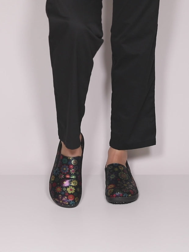 BLACK FLOWER MULTI MANILA FLOWER SLIP-ON SHOE by SPRING STEP