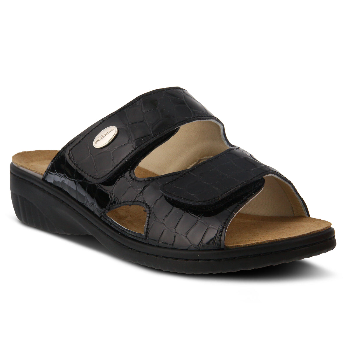 Flexus FLEXUS ALMERIA SLIDE SANDAL sandal in black patent with flexible sole