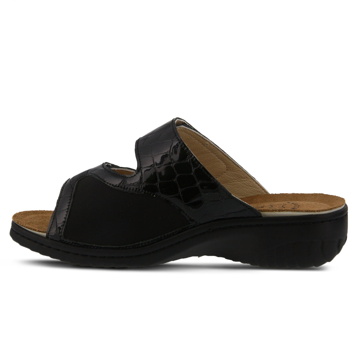 Flexus FLEXUS ALMERIA SLIDE SANDAL sandal in black patent with flexible sole