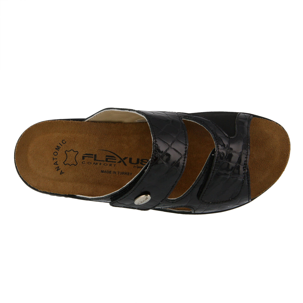 Flexus FLEXUS ALMERIA SLIDE SANDAL sandal in black patent with flexible sole