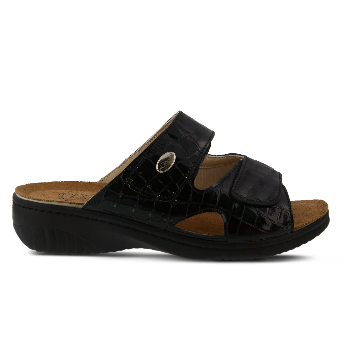 Flexus FLEXUS ALMERIA SLIDE SANDAL sandal in black patent with flexible sole
