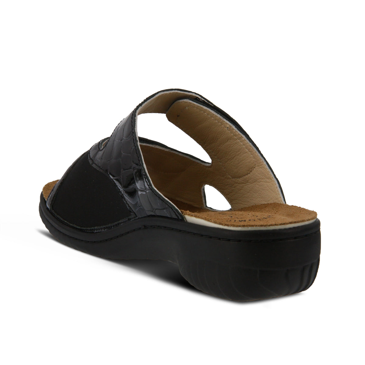 Flexus FLEXUS ALMERIA SLIDE SANDAL sandal in black patent with flexible sole