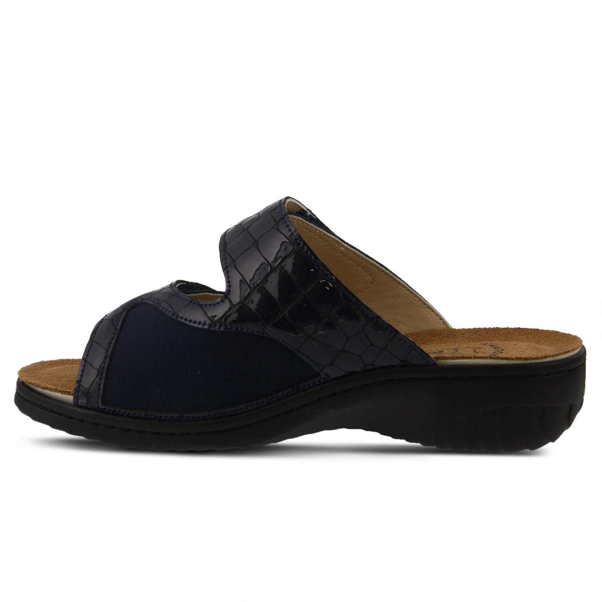 Flexus FLEXUS ALMERIA SLIDE SANDAL sandal in navy patent with flexible sole