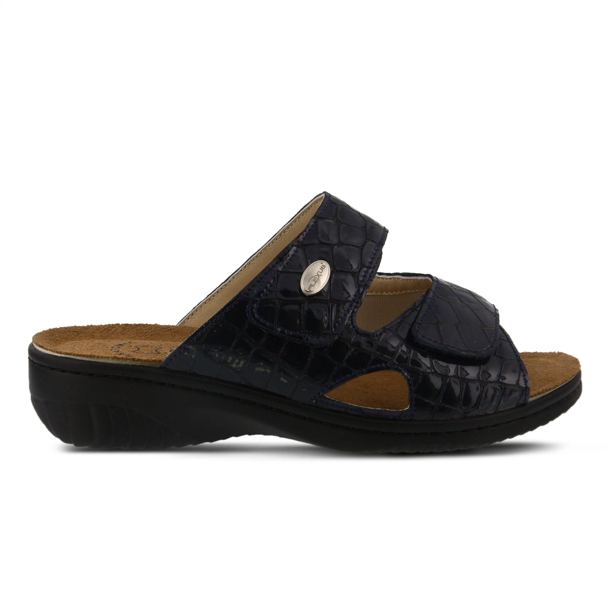 Flexus FLEXUS ALMERIA SLIDE SANDAL sandal in navy patent with flexible sole