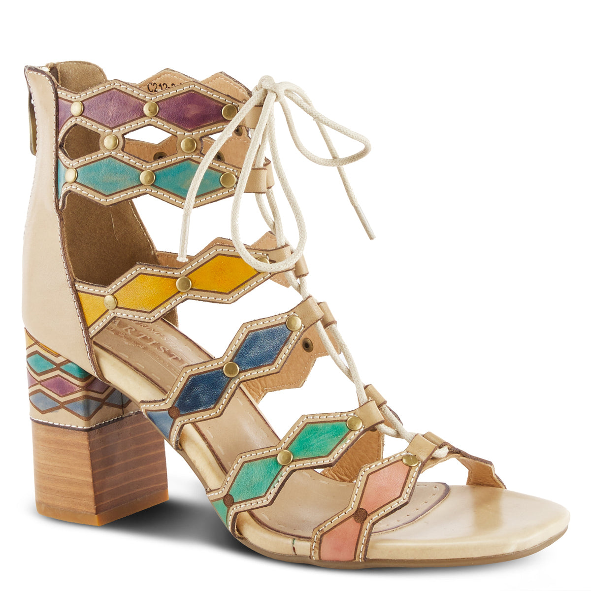 L'Artiste L'ARTISTE ARTDECO SANDALS sandal in camel multi with handcrafted leather design