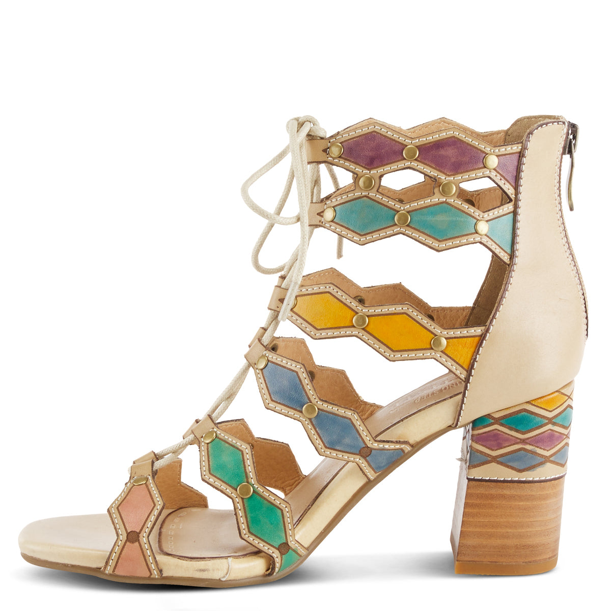L'Artiste L'ARTISTE ARTDECO SANDALS sandal in camel multi with handcrafted leather design