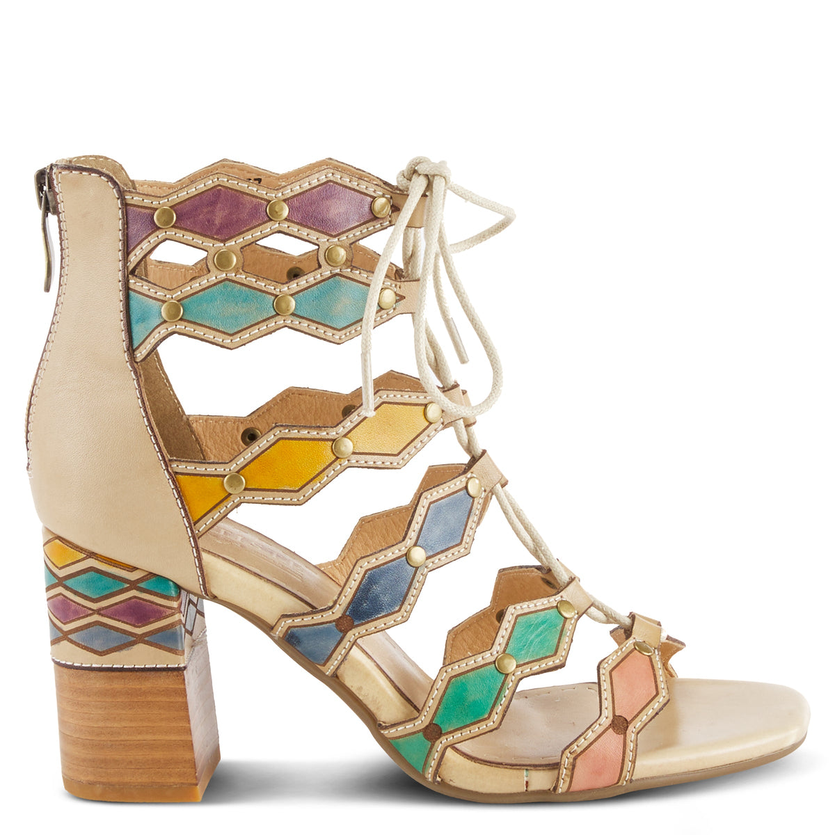 L'Artiste L'ARTISTE ARTDECO SANDALS sandal in black multi with handcrafted leather design