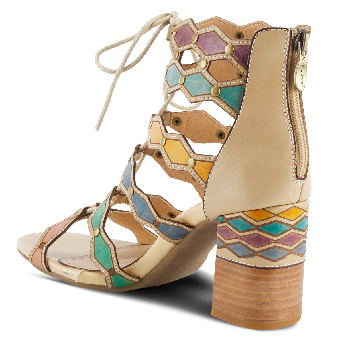 L'Artiste L'ARTISTE ARTDECO SANDALS sandal in black multi with handcrafted leather design