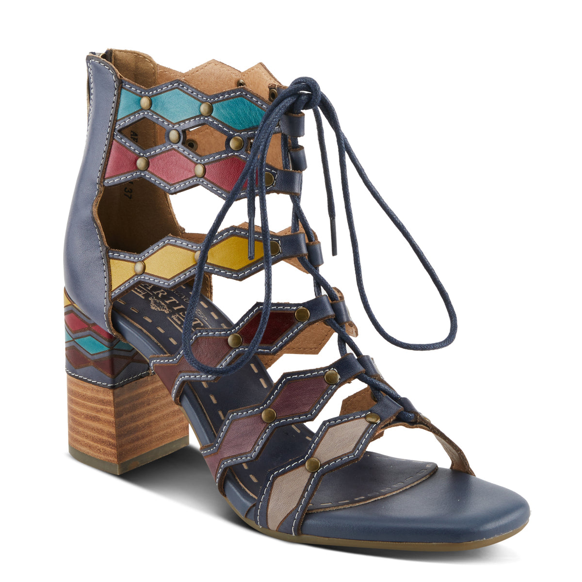 L'Artiste L'ARTISTE ARTDECO SANDALS sandal in black multi with handcrafted leather design