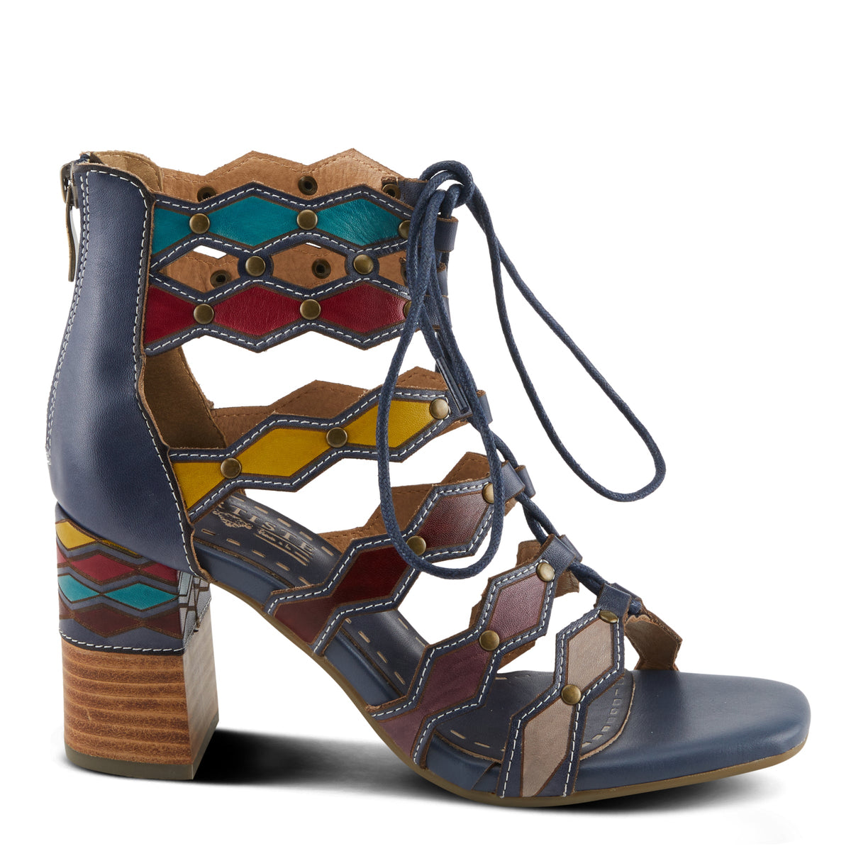 L'Artiste L'ARTISTE ARTDECO SANDALS sandal in beige multi with handcrafted leather design