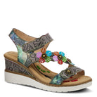 L'Artiste L'Artiste BERYL ANKLE STRAP SANDALS sandal in grey multi with handcrafted leather design