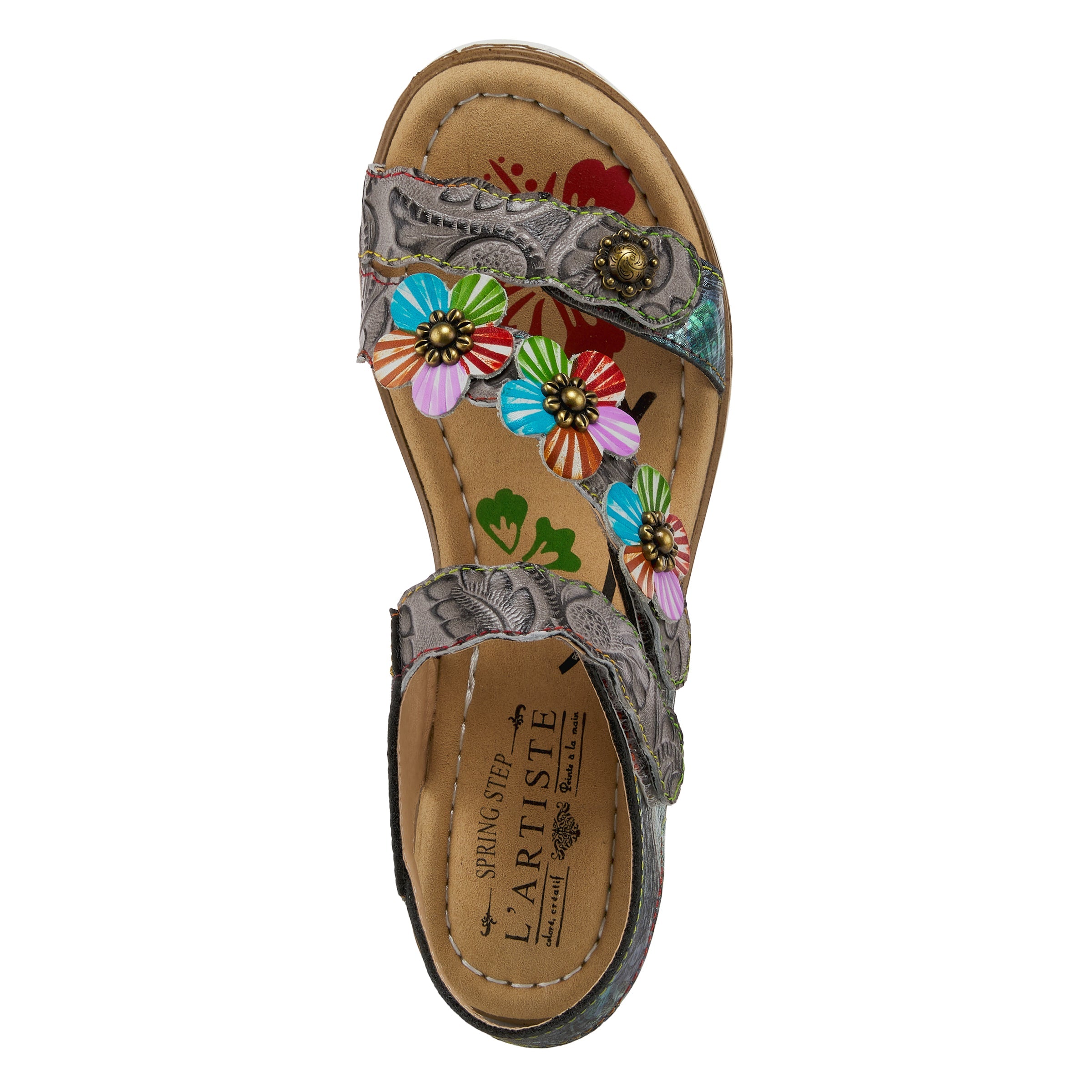 L'Artiste L'Artiste BERYL ANKLE STRAP SANDALS sandal in grey multi with handcrafted leather design