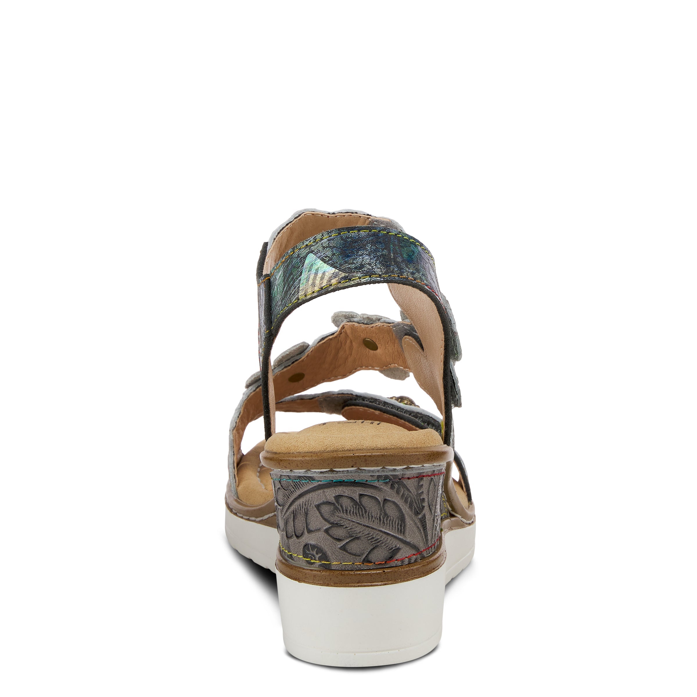 L'Artiste L'Artiste BERYL ANKLE STRAP SANDALS sandal in grey multi with handcrafted leather design