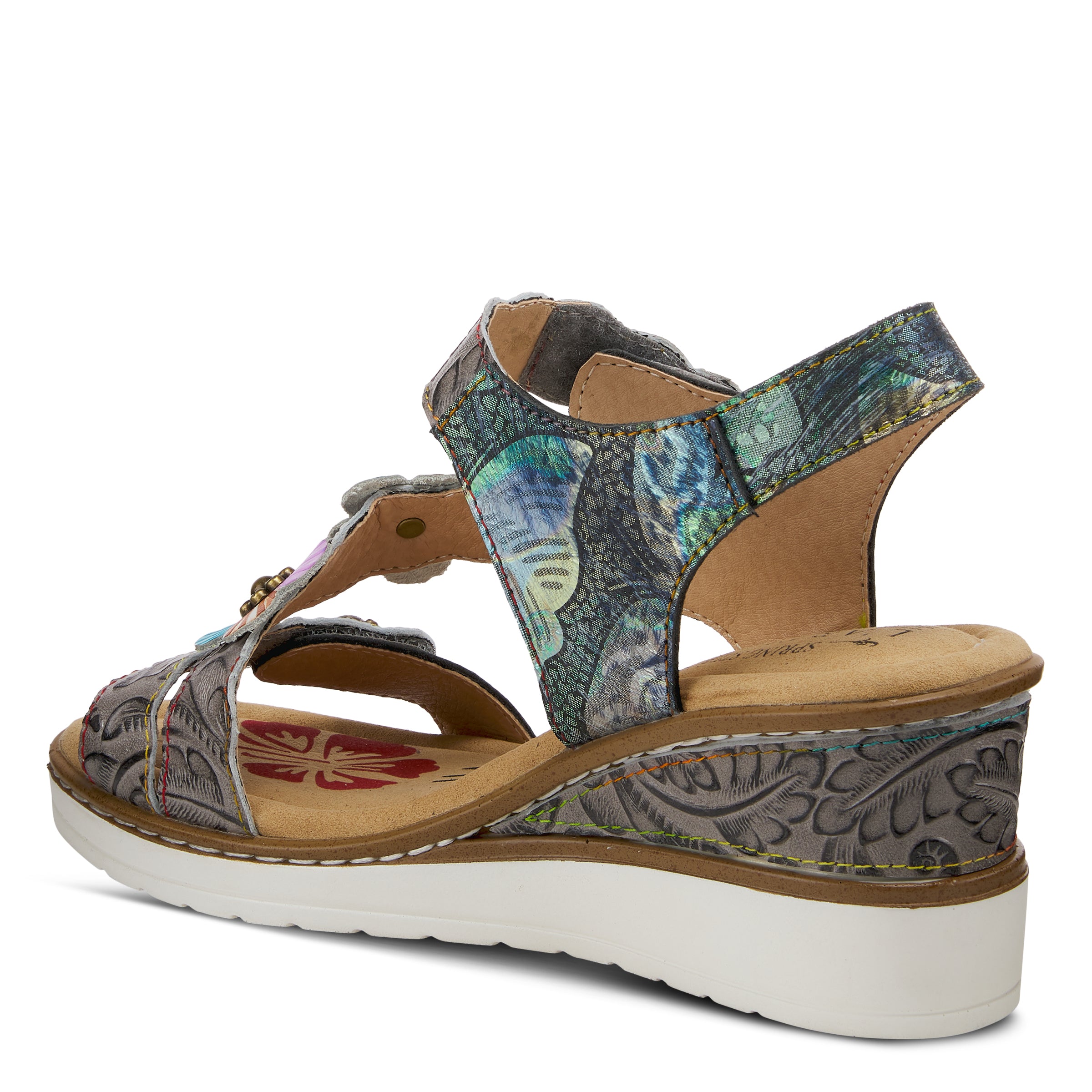 L'Artiste L'Artiste BERYL ANKLE STRAP SANDALS sandal in grey multi with handcrafted leather design