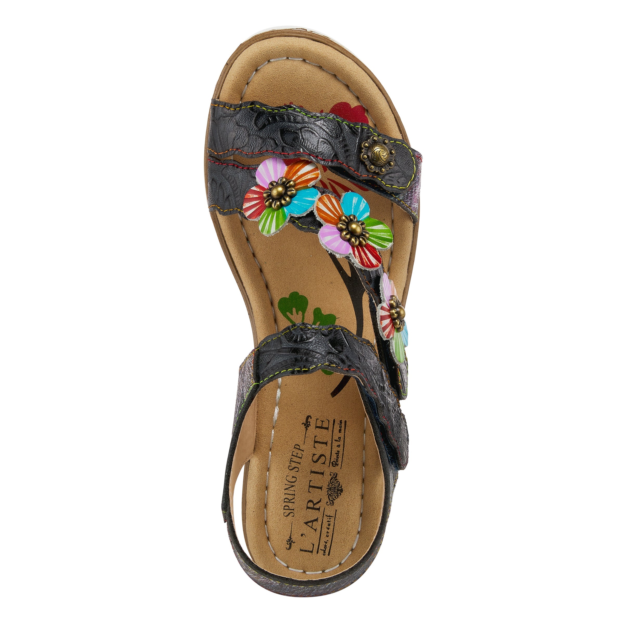 L'Artiste L'Artiste BERYL ANKLE STRAP SANDALS sandal in navy multi with handcrafted leather design