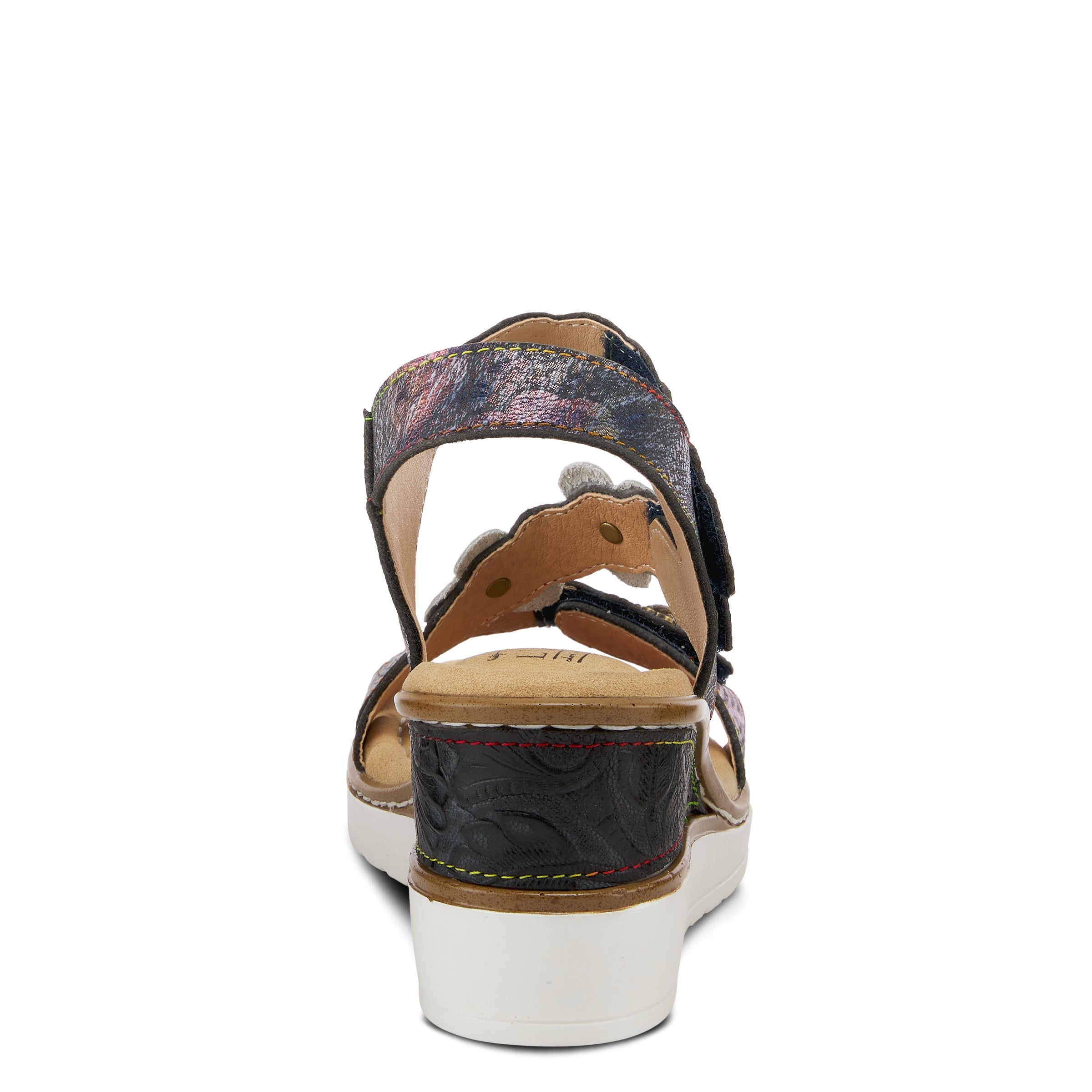 L'Artiste L'Artiste BERYL ANKLE STRAP SANDALS sandal in navy multi with handcrafted leather design