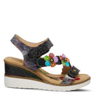 L'Artiste L'Artiste BERYL ANKLE STRAP SANDALS sandal in navy multi with handcrafted leather design