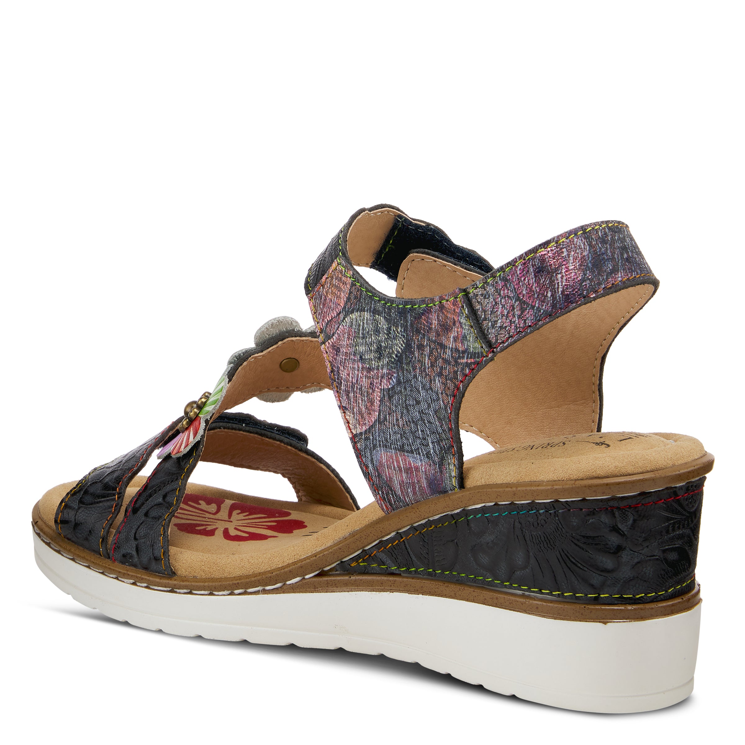 L'Artiste L'Artiste BERYL ANKLE STRAP SANDALS sandal in navy multi with handcrafted leather design