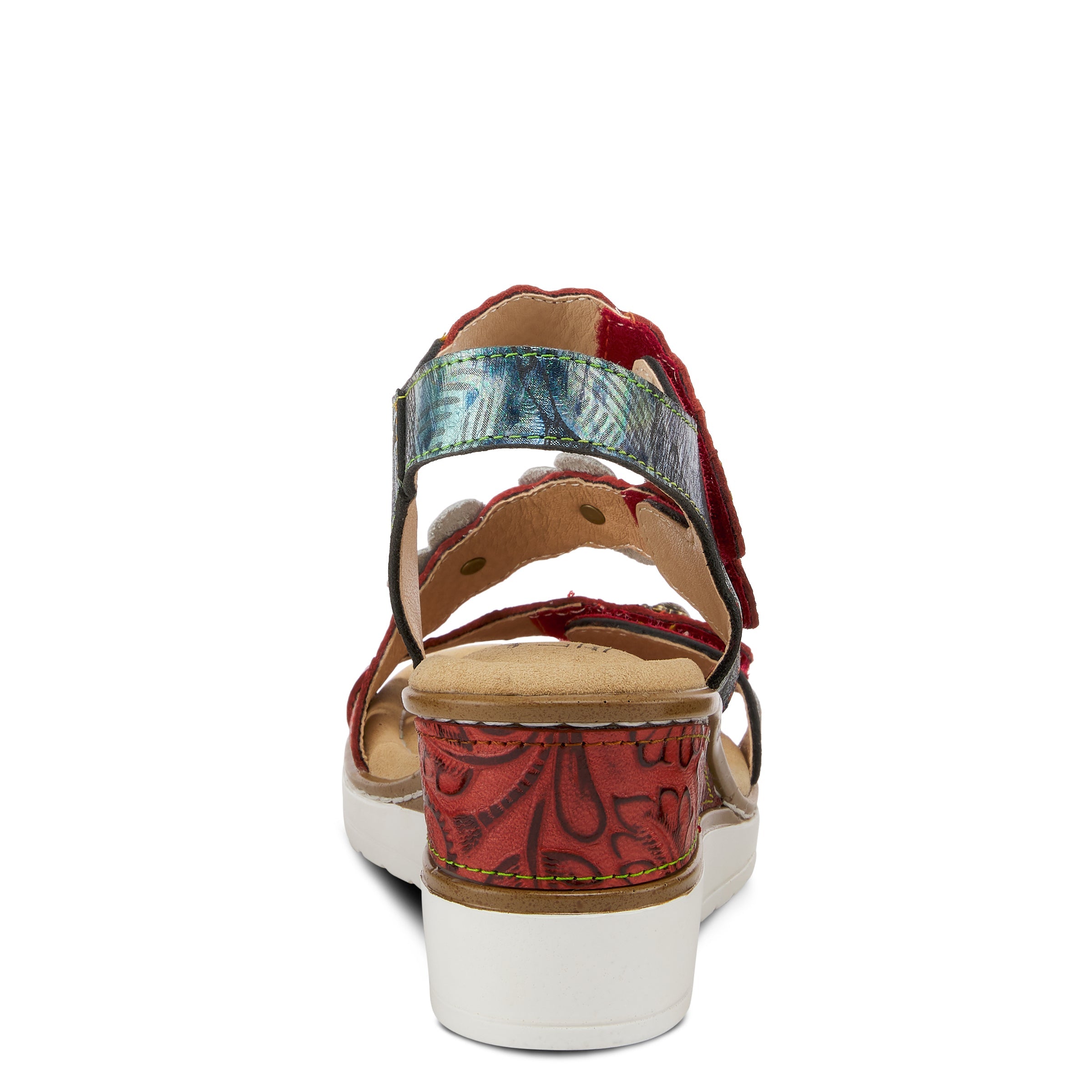 L'Artiste L'Artiste BERYL ANKLE STRAP SANDALS sandal in red multi with handcrafted leather design