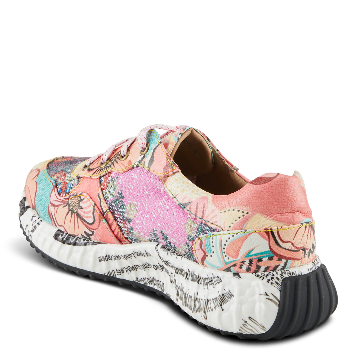 L'Artiste L'ARTISTE CABARET SNEAKERS shoe in pink multi with handcrafted leather design