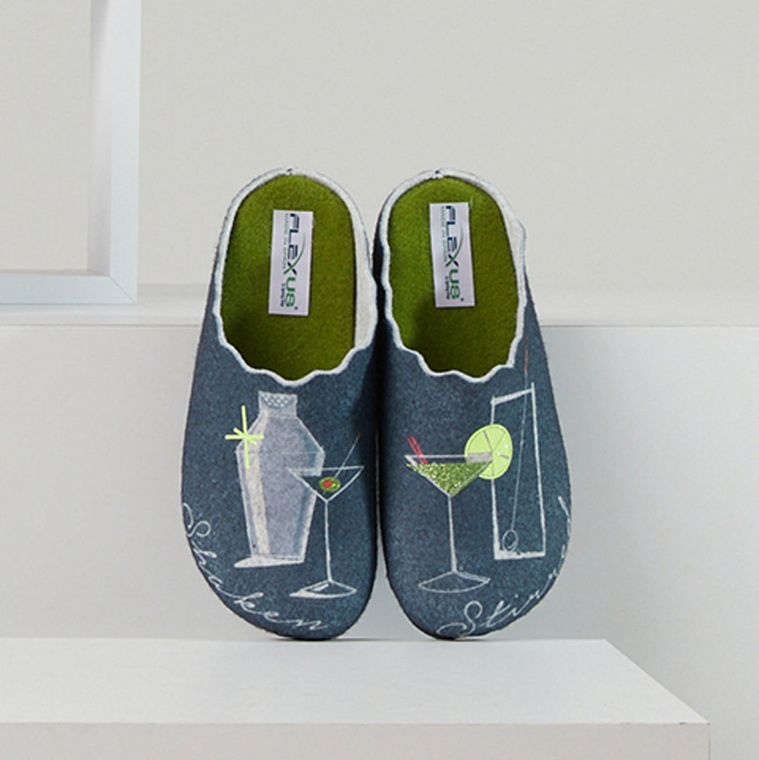 Flexus FLEXUS COCKTAIL SLIPPER comfort shoe in navy with flexible sole