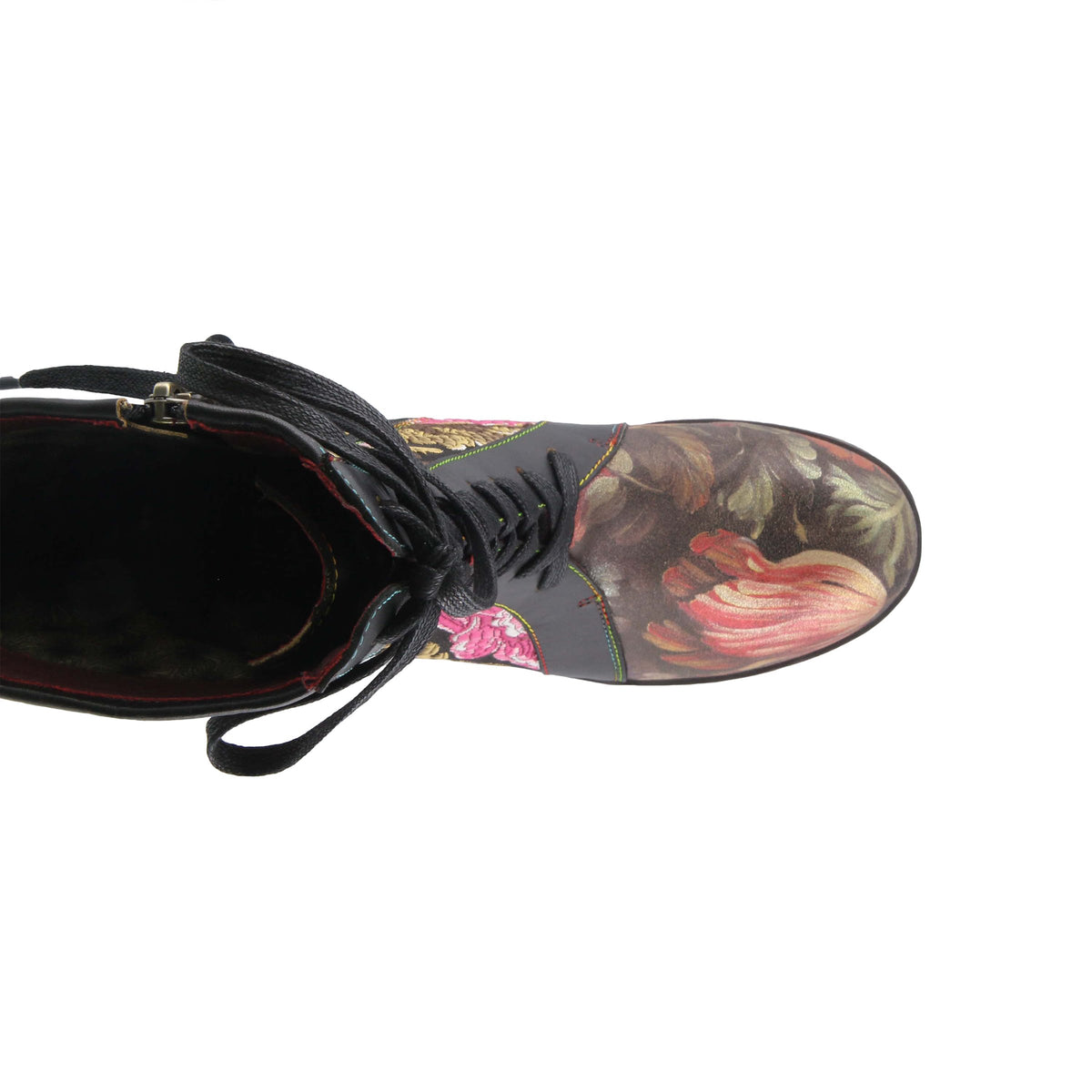 L'Artiste L'ARTISTE DANNIE BOOTIE boot in bordeaux multi with handcrafted leather design