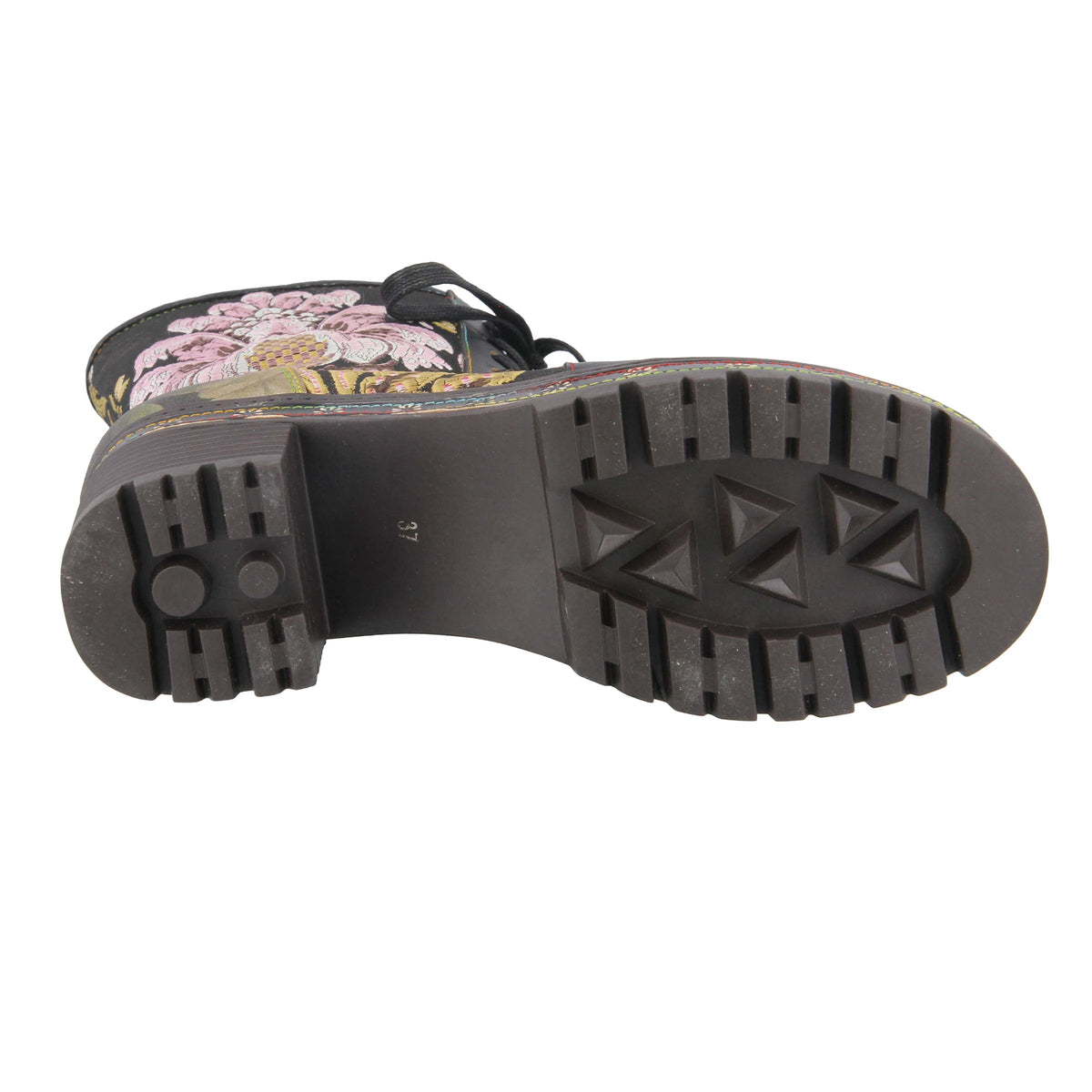 L'Artiste L'ARTISTE DANNIE BOOTIE boot in black multi with handcrafted leather design