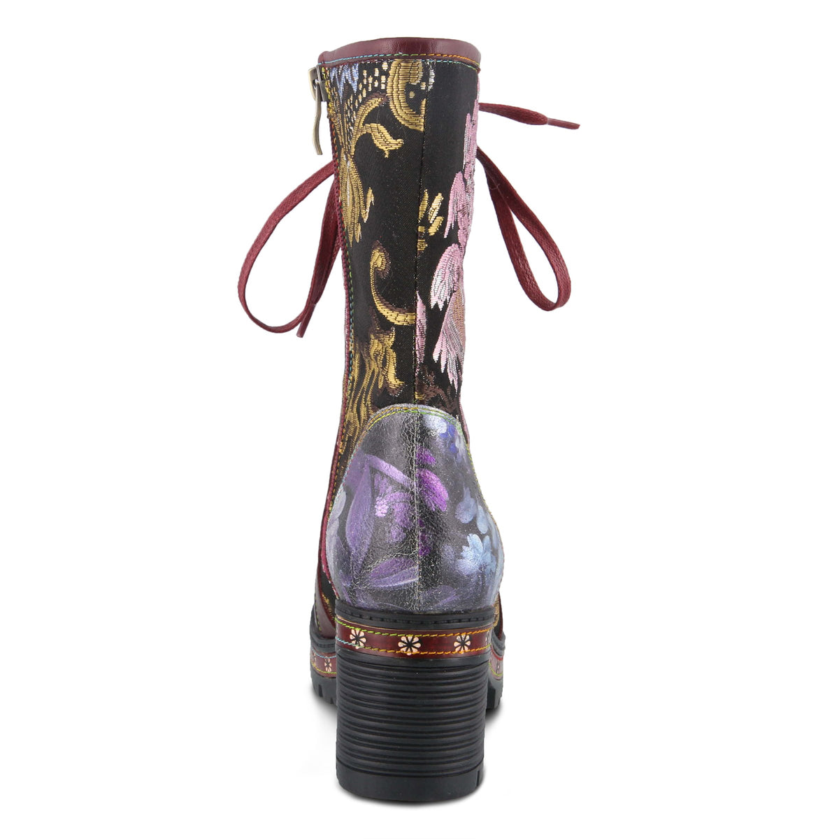 L'Artiste L'ARTISTE DANNIE BOOTIE boot in bordeaux multi with handcrafted leather design