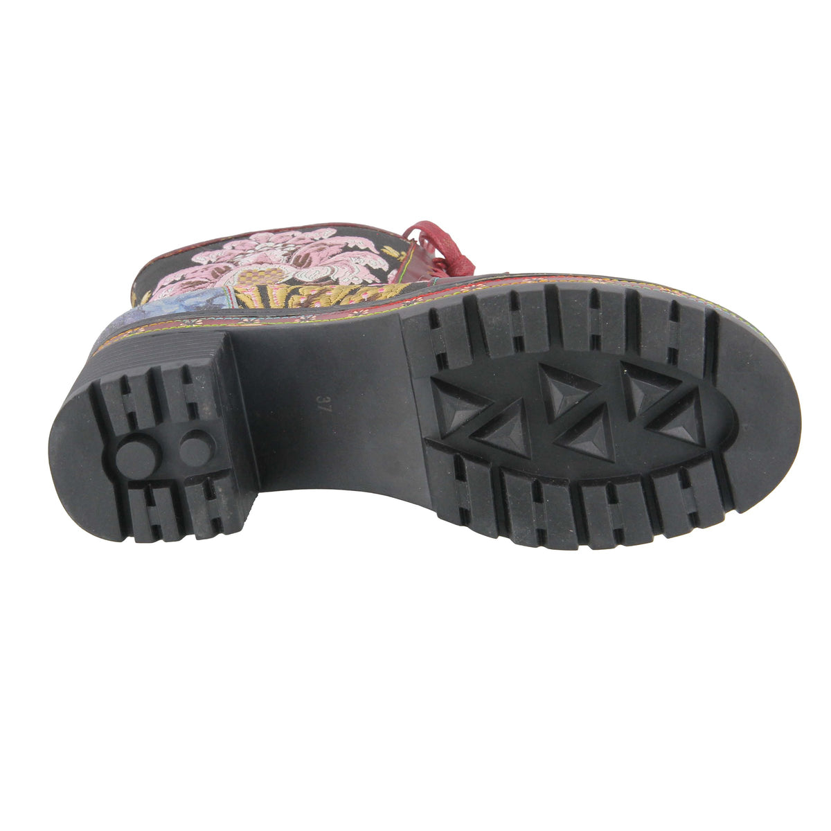 L'Artiste L'ARTISTE DANNIE BOOTIE boot in bordeaux multi with handcrafted leather design