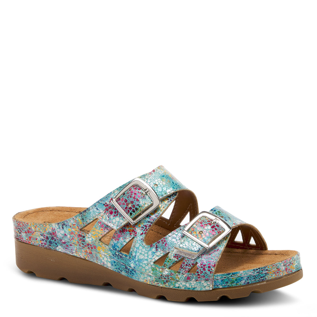Flexus FLEXUS DELPHIS SLIDE SANDALS sandal in turquoise multi with flexible sole
