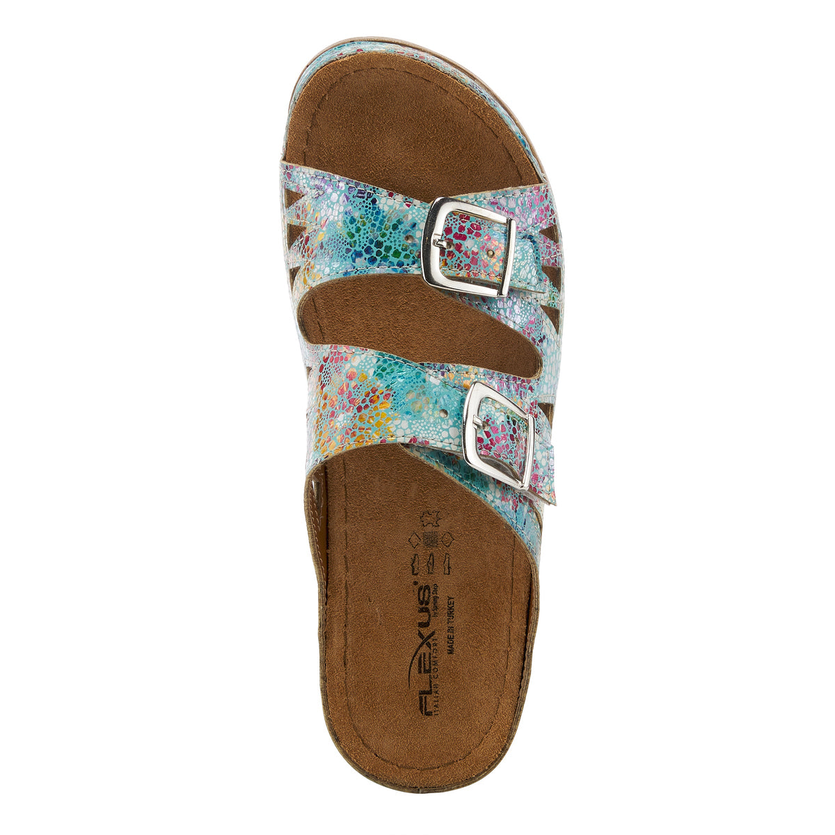 Flexus FLEXUS DELPHIS SLIDE SANDALS sandal in turquoise multi with flexible sole