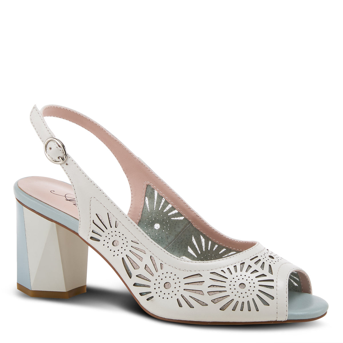 Azura Engagement Slingback women's sandal in bone multi with leather upper and buckle detail